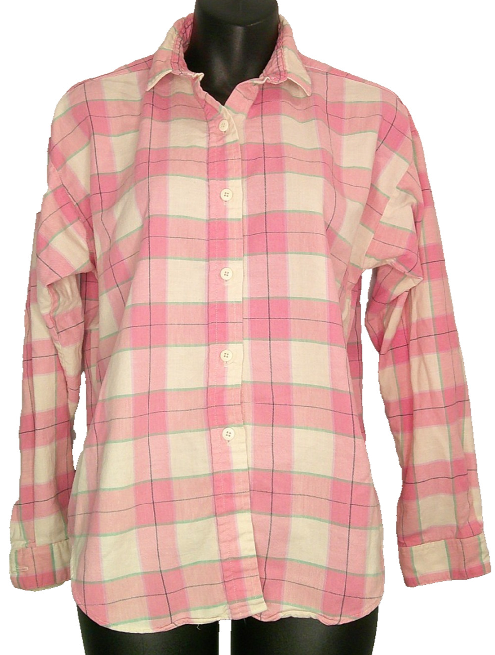 Hunt Club Women's Medium Pink Plaid Button Down Shirt